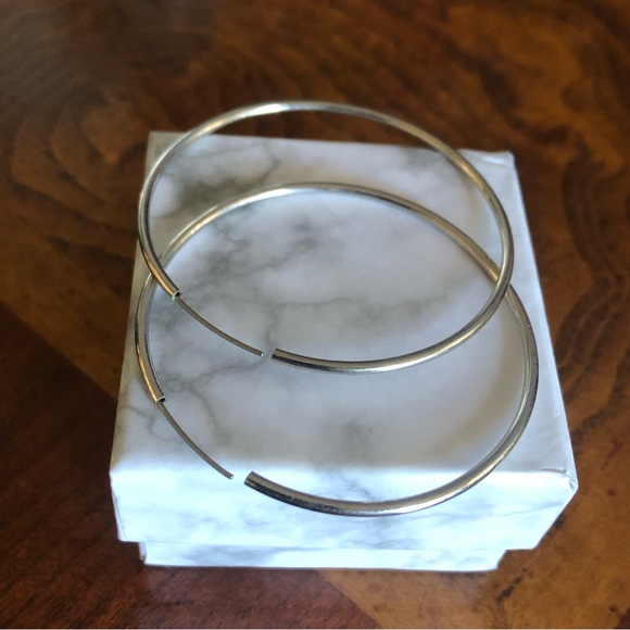 Vintage 80s silver plated hoop earrings - Picture 3 of 4